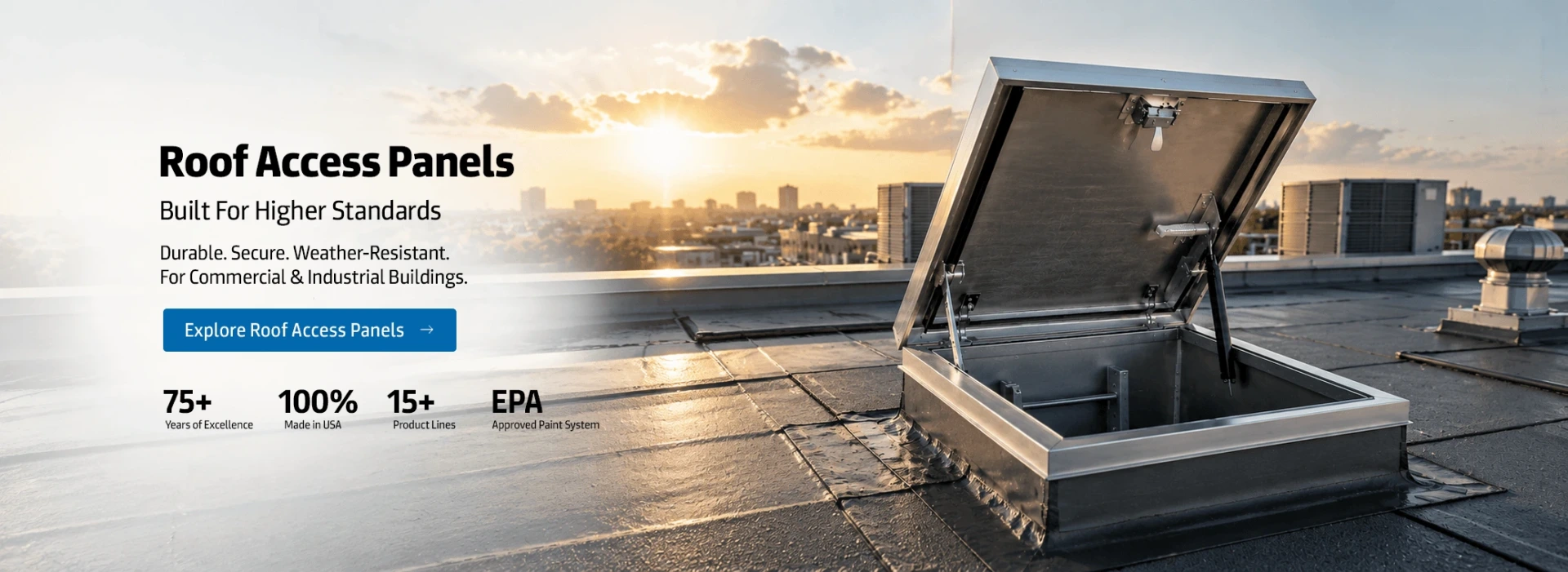 Karp roof access panel installed on a commercial building rooftop
